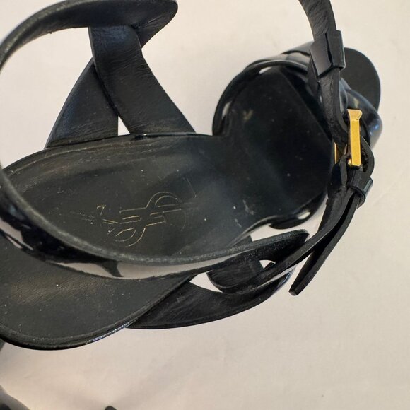 YSL Tribute Sandal in Blk Patent Leather - Picture 10 of 15
